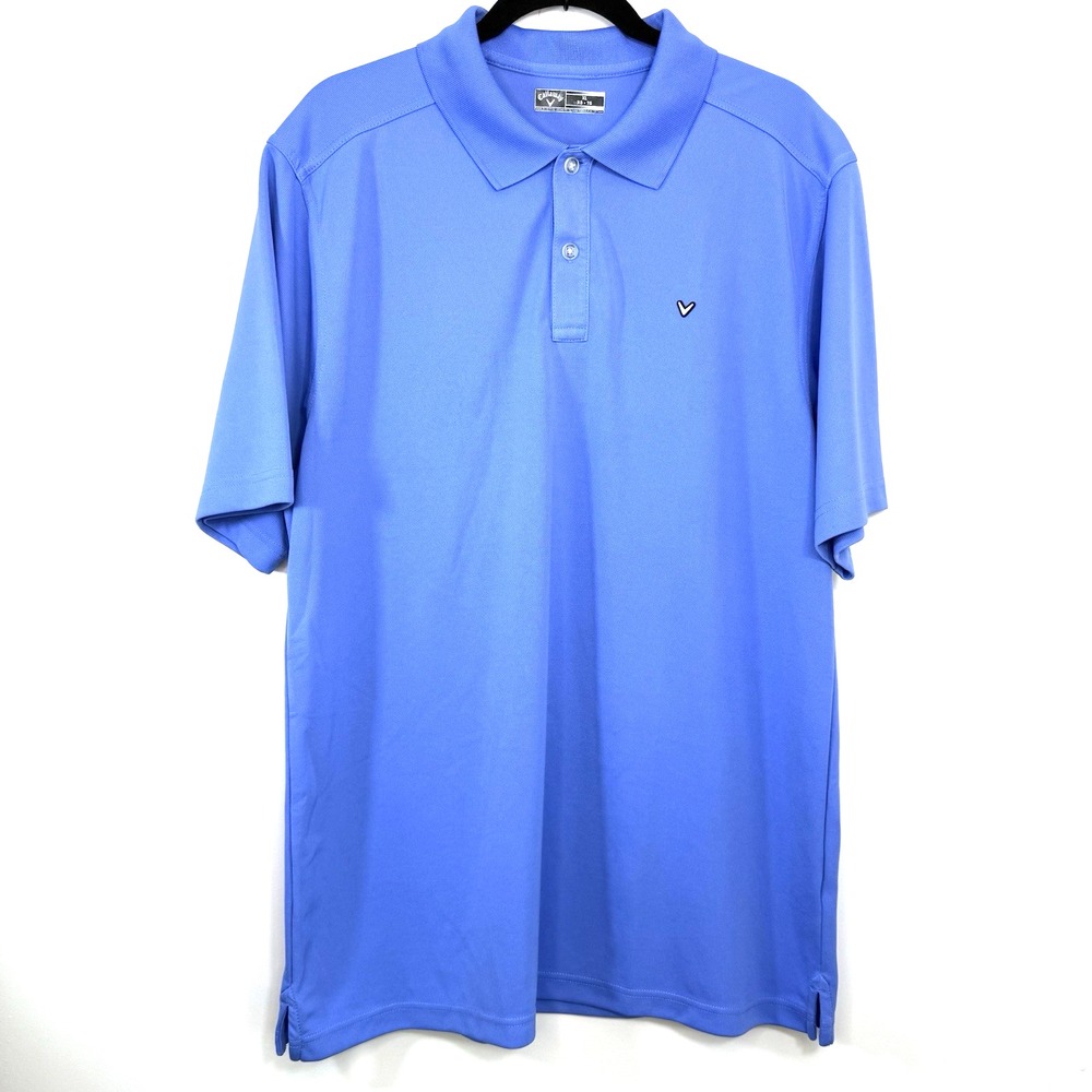 Callaway Mens Golf‎ Polo Shirt Blue XL Opti-Dri Logo Stretch Short Sleeve
